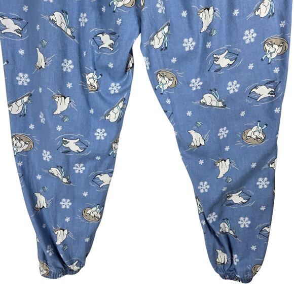 Old Navy Pajama Set Womens XL Blue Polar Bear Cotton Flannel 2 Piece Sleepwear - Picture 12 of 13